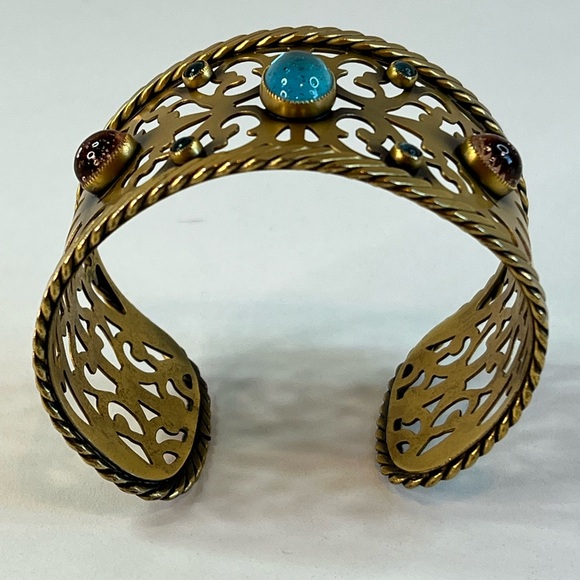 Vintage YSL Openwork Gold-Tone Cuff Bracelet w/Gripoix Glass Jewels - Picture 6 of 16
